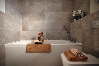 Close up of bath in bathroom