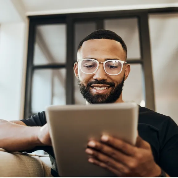 man on tablet 