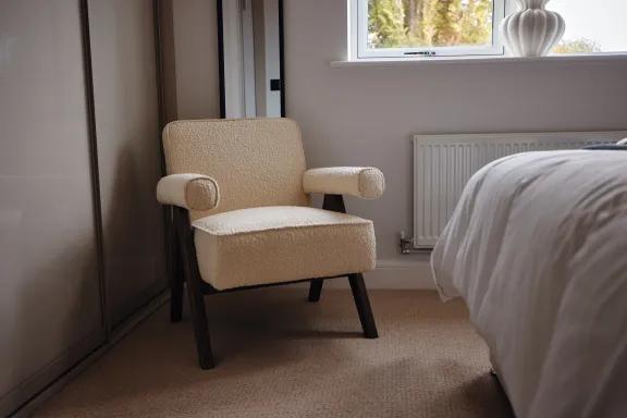Close up of armchair in bedroom