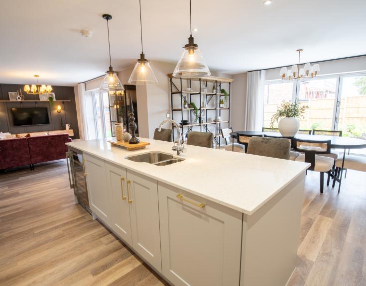 open-plan kitchen, dining and living area